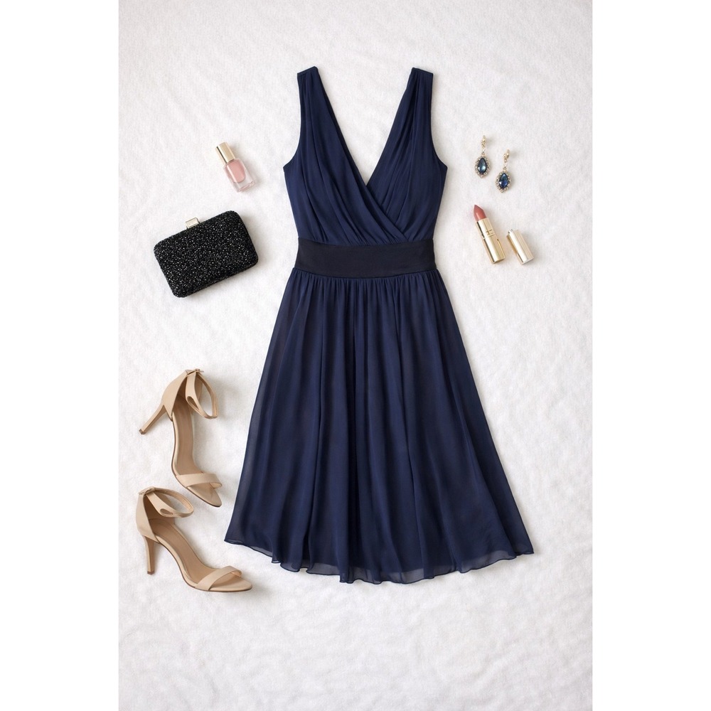 NWT Diane Von Furstenberg Blue Plunge Neck Cocktail Midi Dress